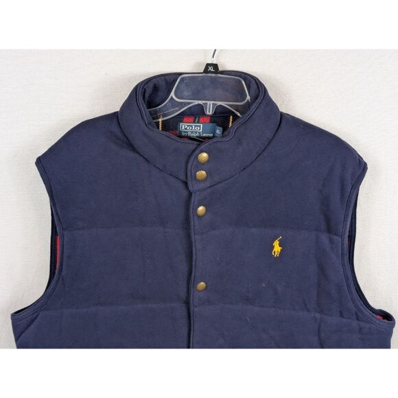 Polo Ralph Lauren Quilted Snap Button Vest Navy Blue Men's Size XL - Picture 3 of 13
